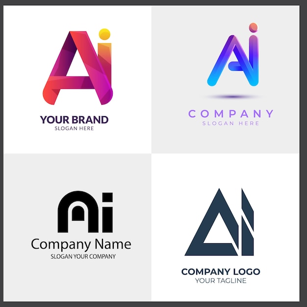 coleção de letras criativas design de logotipo de IA design de ícone vetorial abstrato ilustração de design
