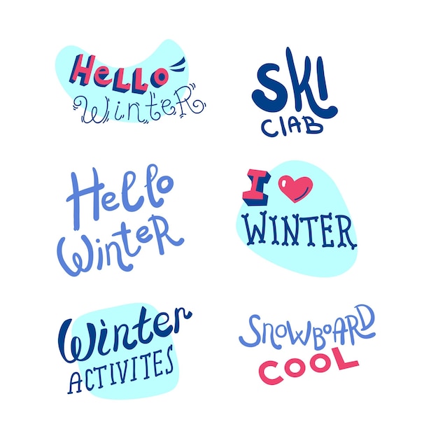 Coleção de letras de esportes de inverno perfeito para o logotipo do clube de esqui