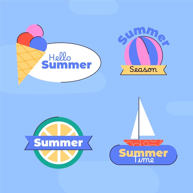 Coleção de logos planos para o verão