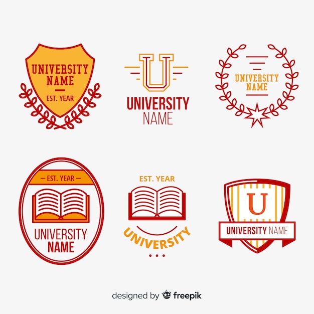 Vetor coleção de logotipo colorido universidade com design plano