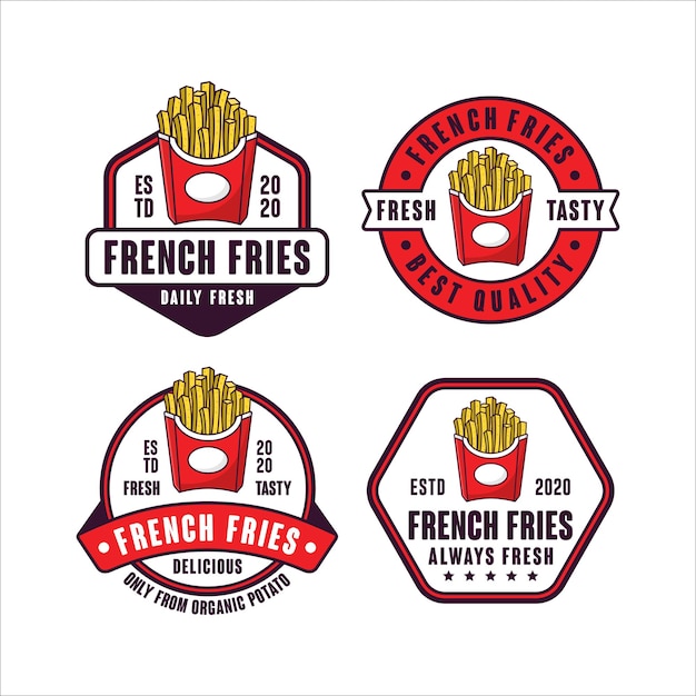 Vetor coleção de logotipo com design de emblema de batatas fritas