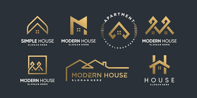 Coleção de logotipo da casa com diferentes elementos criativos de estilo premium vector