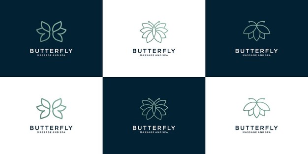 Coleção de logotipo de borboleta de beleza com estilo de arte