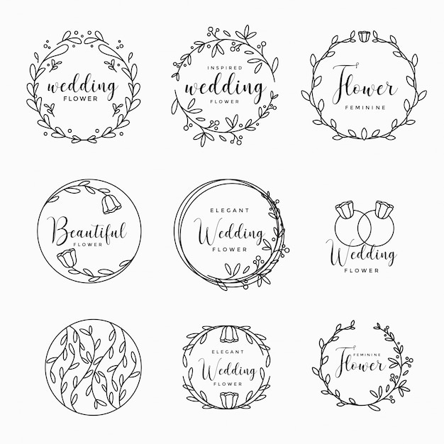 Vetor coleção de logotipo de casamento floral feminino