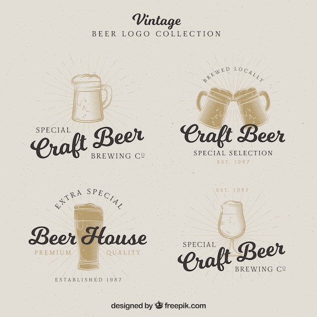 Vetor coleção de logotipo de cerveja vintage