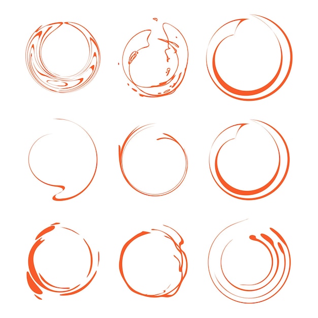 Coleção de logotipo de cor laranja de forma redonda abstrata isolada logotipo de sol conjunto ilustração vetorial de círculos geométricos