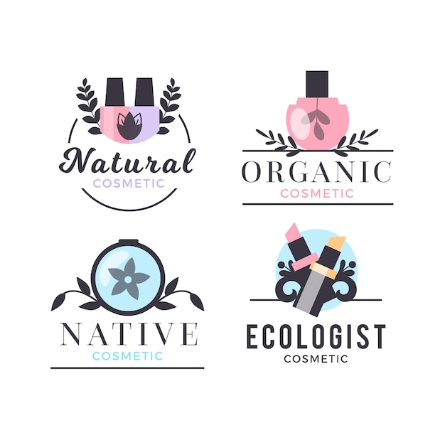 Vetor coleção de logotipo de cosméticos de natureza