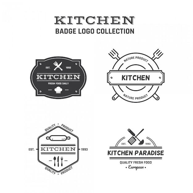 Coleção de logotipo de distintivo de cozinha