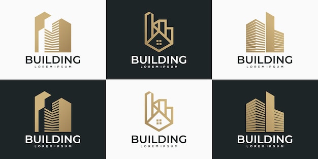 Coleção de logotipo de edifício abstrato criativo