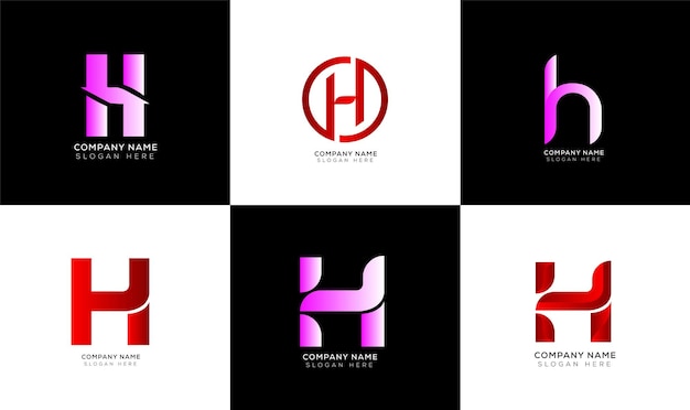Coleção de logotipo de letra inicial h de identidade de marca