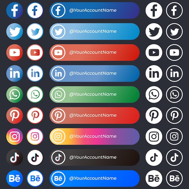 Vetor coleção de logotipo de mídia social. conjunto dos ícones de mídia social mais populares facebook, instagram, whatsapp