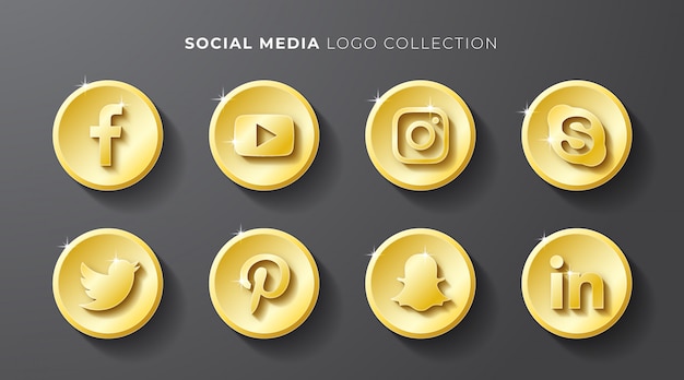 Coleção de logotipo de mídia social ouro