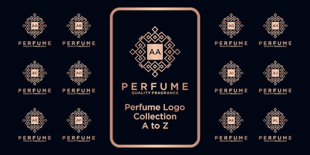 Vetor coleção de logotipo de perfume de luxo com conceito inicial.