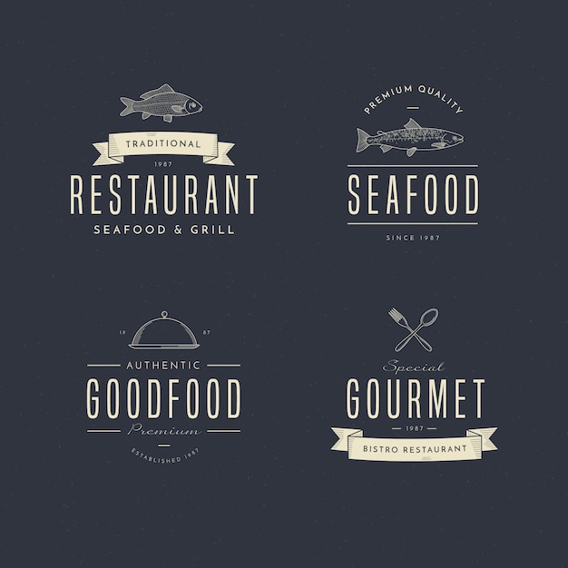 Coleção de logotipo de restaurante retrô