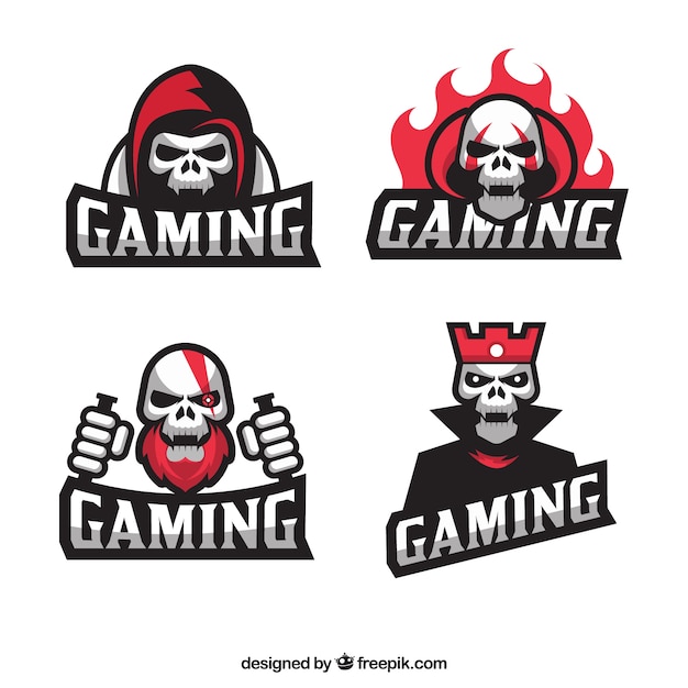 Coleção de logotipo de videogame com design plano