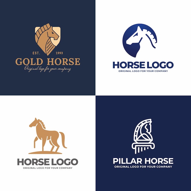 Vetor coleção de logotipo do cavalo criativo.