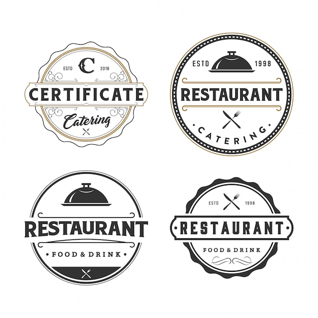 Vetor coleção de logotipo do restaurante e emblemas