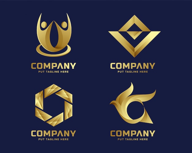 Coleção de logotipo dourado negócios abstratos para empresa