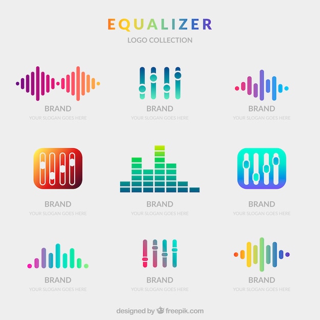 Vetor coleção de logotipo equalizador com estilo gradiente