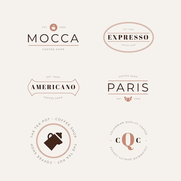 Coleção de logotipo estilo retro café