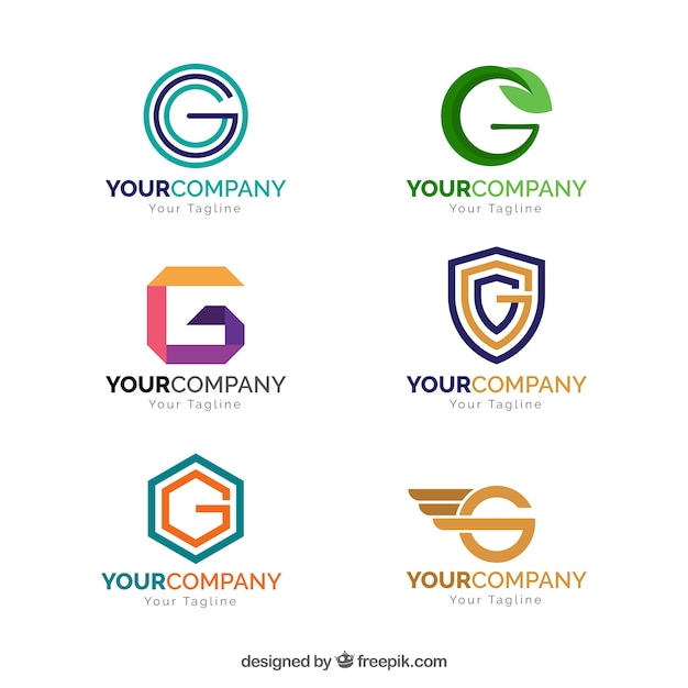 Coleção de logotipo geométrico da letra g