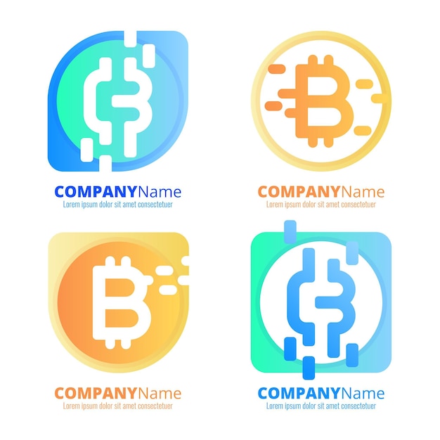 Vetor coleção de logotipo gradiente bitcoin