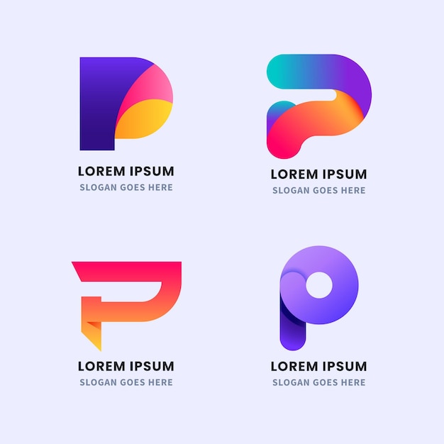 Vetor coleção de logotipo gradiente p