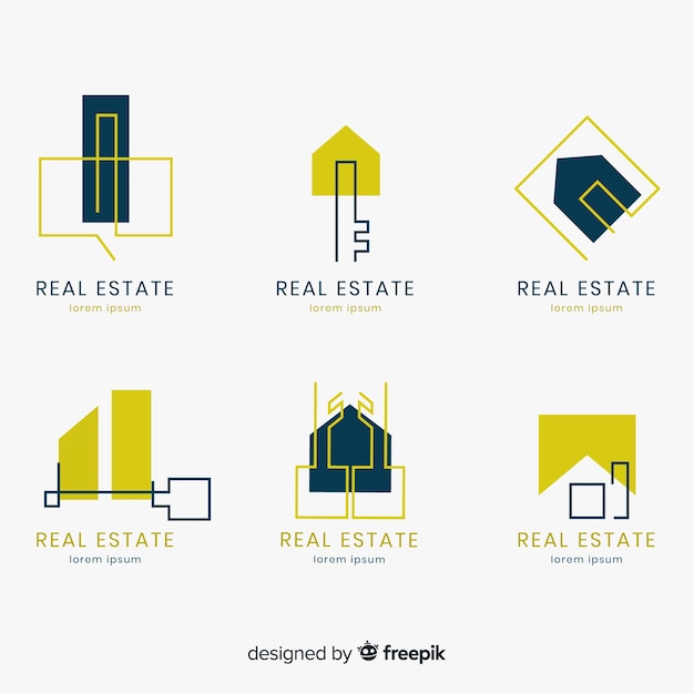 Coleção de logotipo imobiliário elegante