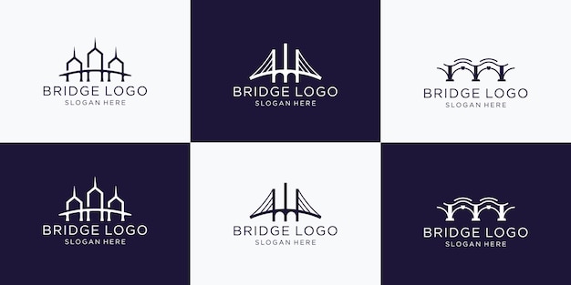 Vetor coleção de logotipo minimalista de ponte abstrata para negócios da empresa