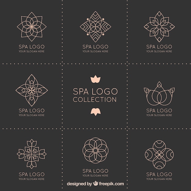 Coleção de logotipo spa em estilo mandala