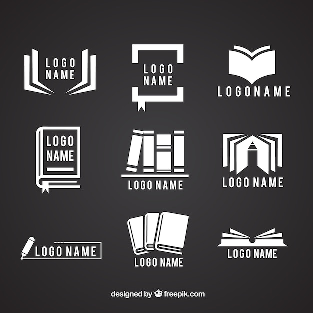 Coleção de logotipos com livros