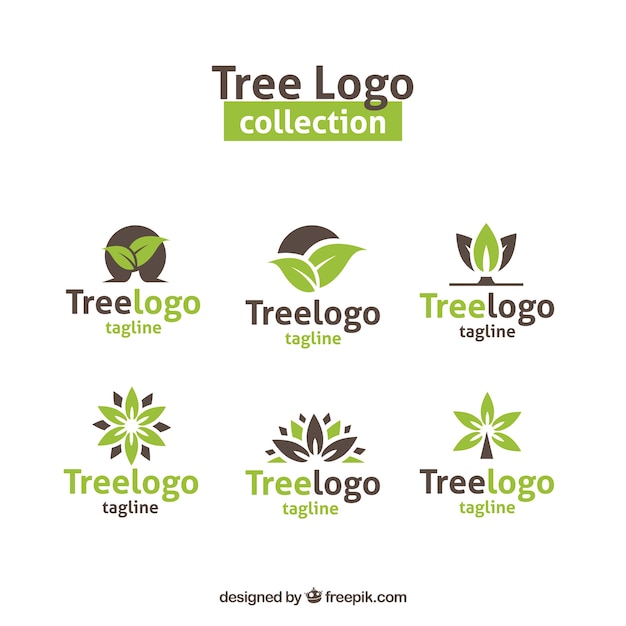 Coleção de logotipos de árvores modernas