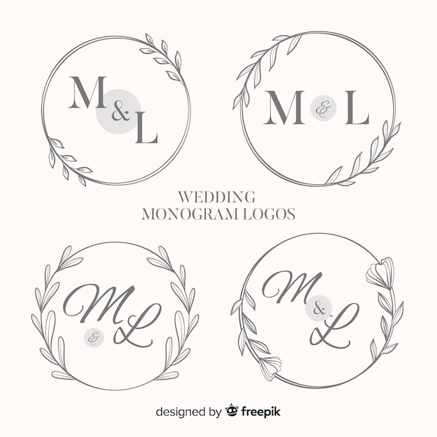 Vetor coleção de logotipos de casamento do monograma