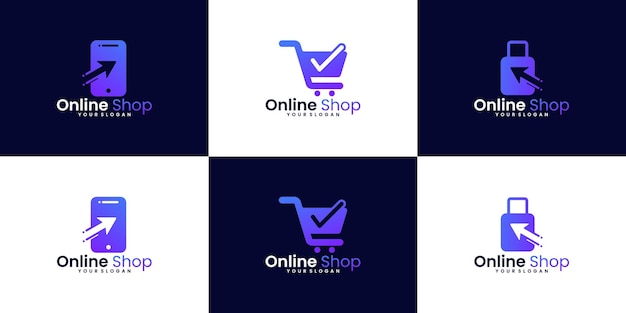 Vetor coleção de logotipos de compras online