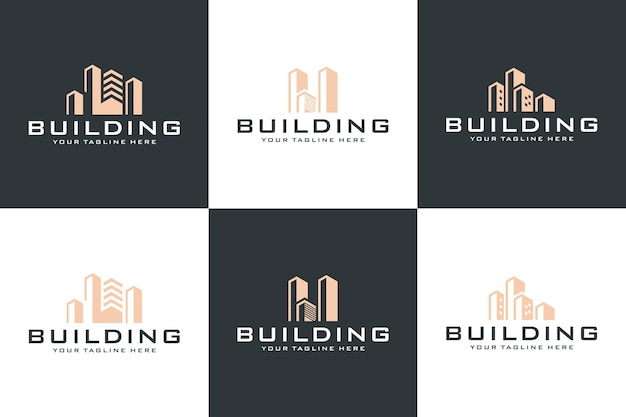 Coleção de logotipos de construção vetorial, simples e moderno