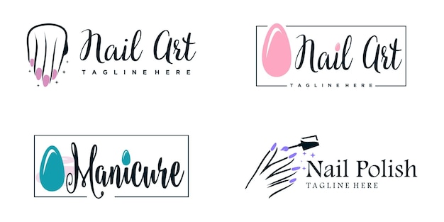 Coleção de logotipos de esmaltes com design de conceito moderno, criativo e exclusivo Vetor Premium