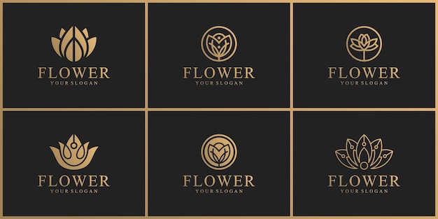 Coleção de logotipos de flores naturais
