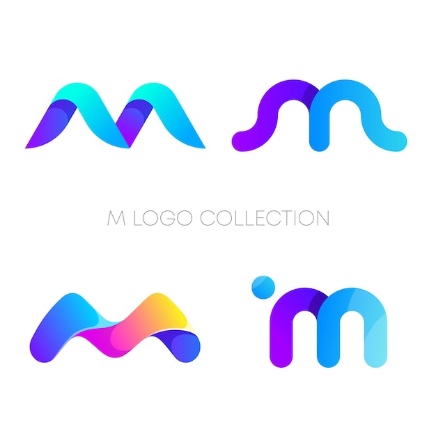 Vetor coleção de logotipos de gradiente de letra m