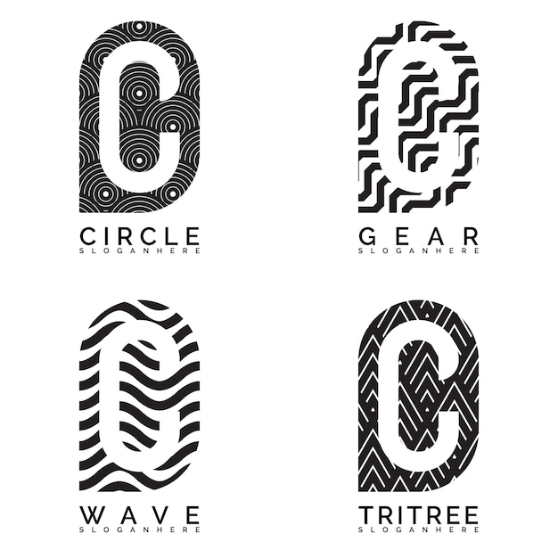 Coleção de logotipos de letras abstratas