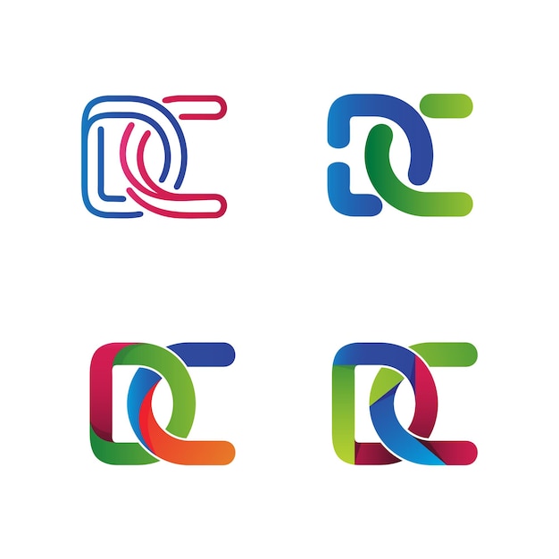 Coleção de logotipos de letras d e c vinculadas