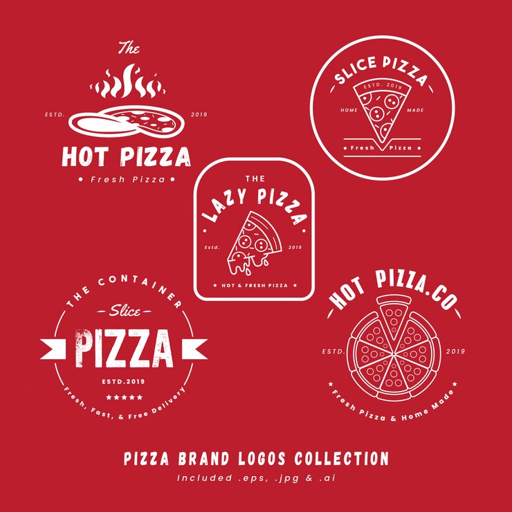 Vetor coleção de logotipos de marca de pizza