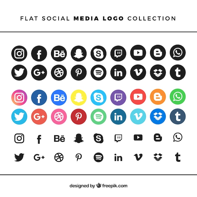 Coleção de logotipos de mídia social em estilo simples