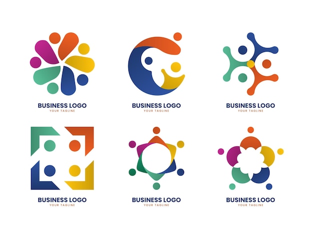 Vetor coleção de logotipos de negócios gradientes modernos