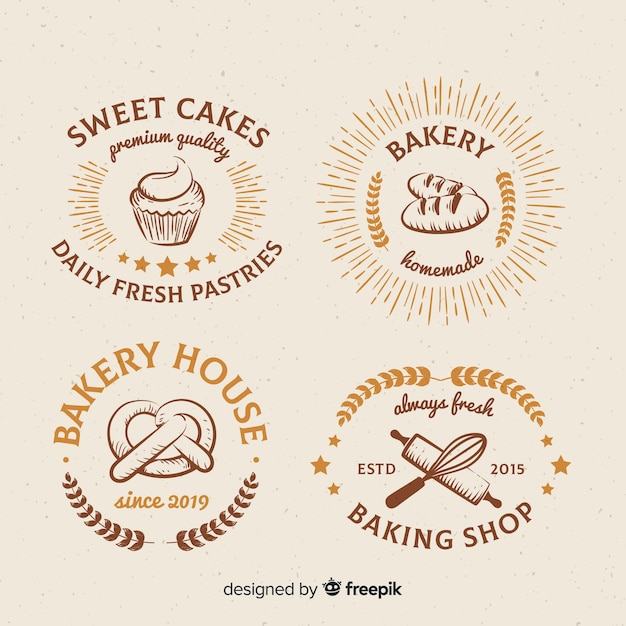 Vetor coleção de logotipos de padaria vintage