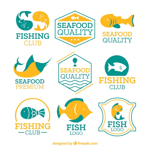 Vetor coleção de logotipos de peixe para empresas de branding