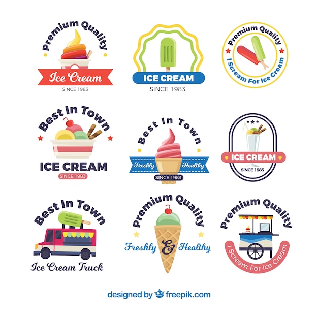 Vetor coleção de logotipos de sorvete