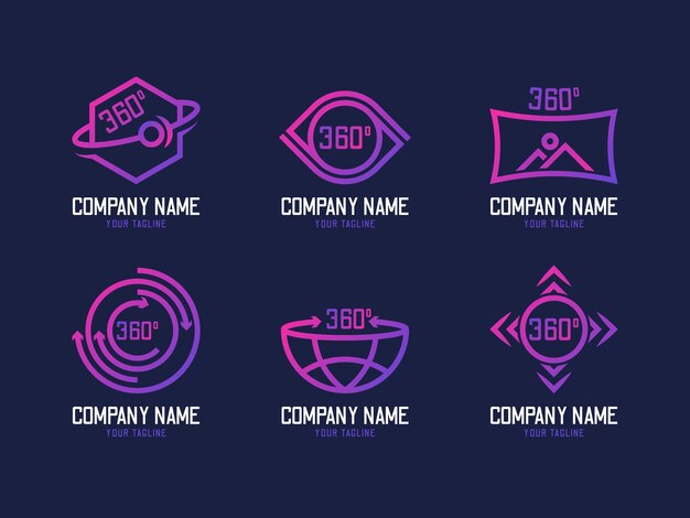 Coleção de logotipos de tecnologia modern gradient 360