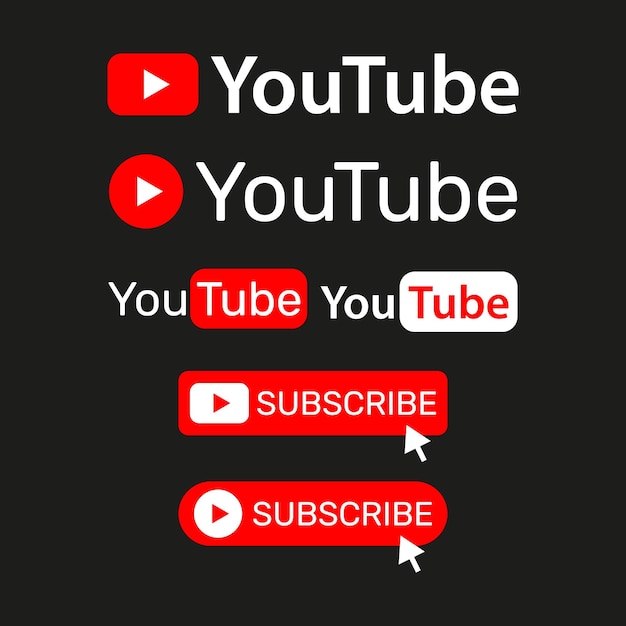 Coleção de logotipos do youtube com design premium.