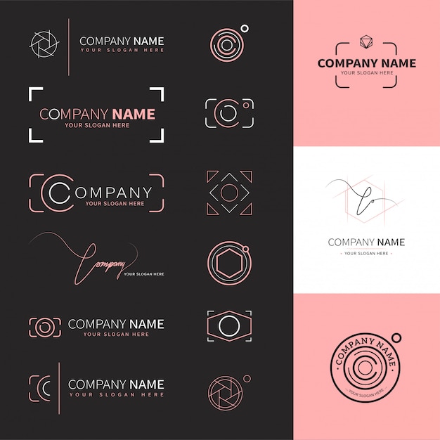 Coleção de logotipos elegantes e modernos para fotógrafos