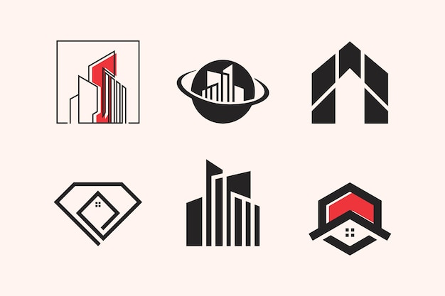 Coleção de logotipos para casa e construção com vetor de design exclusivo criativo